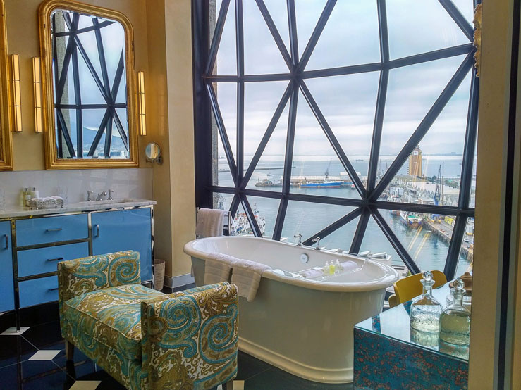 Even the bathrooms at the Silo Hotel afford epic views of Cape Town © Becca Blond / Lonely Planet