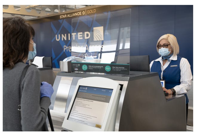 United Airlines passengers flying during the coronavirus pandemic must fill out a health assessment during online check-in, on its mobile app or at the airport. United Airlines