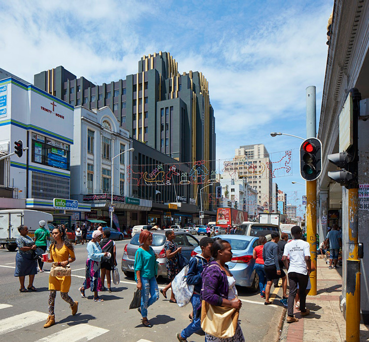 Pixley House in Durban, South Africa was originally built as the art deco Payne Brothers store, before its recent black-and-gold restoration into an apartment complex © View Pictures / Universal Images / Getty Images