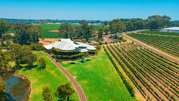 Aerial image of Vasse Felix vineyard in Margaret River, Western Australia. ©Agent Wolf/Shutterstock