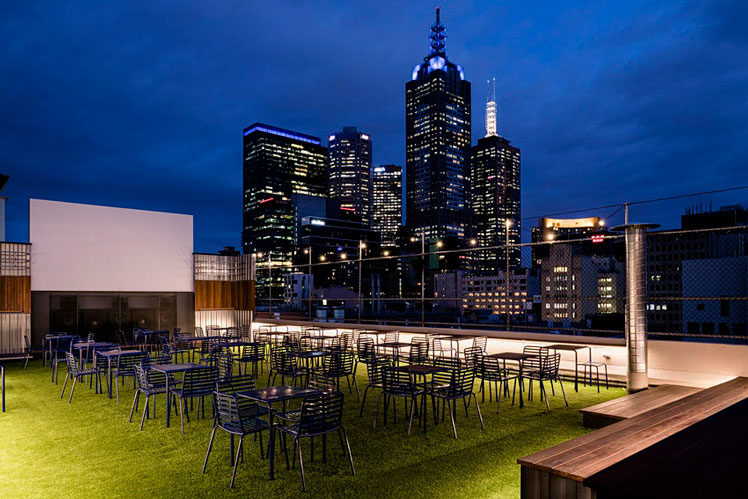 Eponymous Rooftop Bar boasts panoramic views of Melbourne, as well as a rooftop cinema after sundown © Tom Blatchford