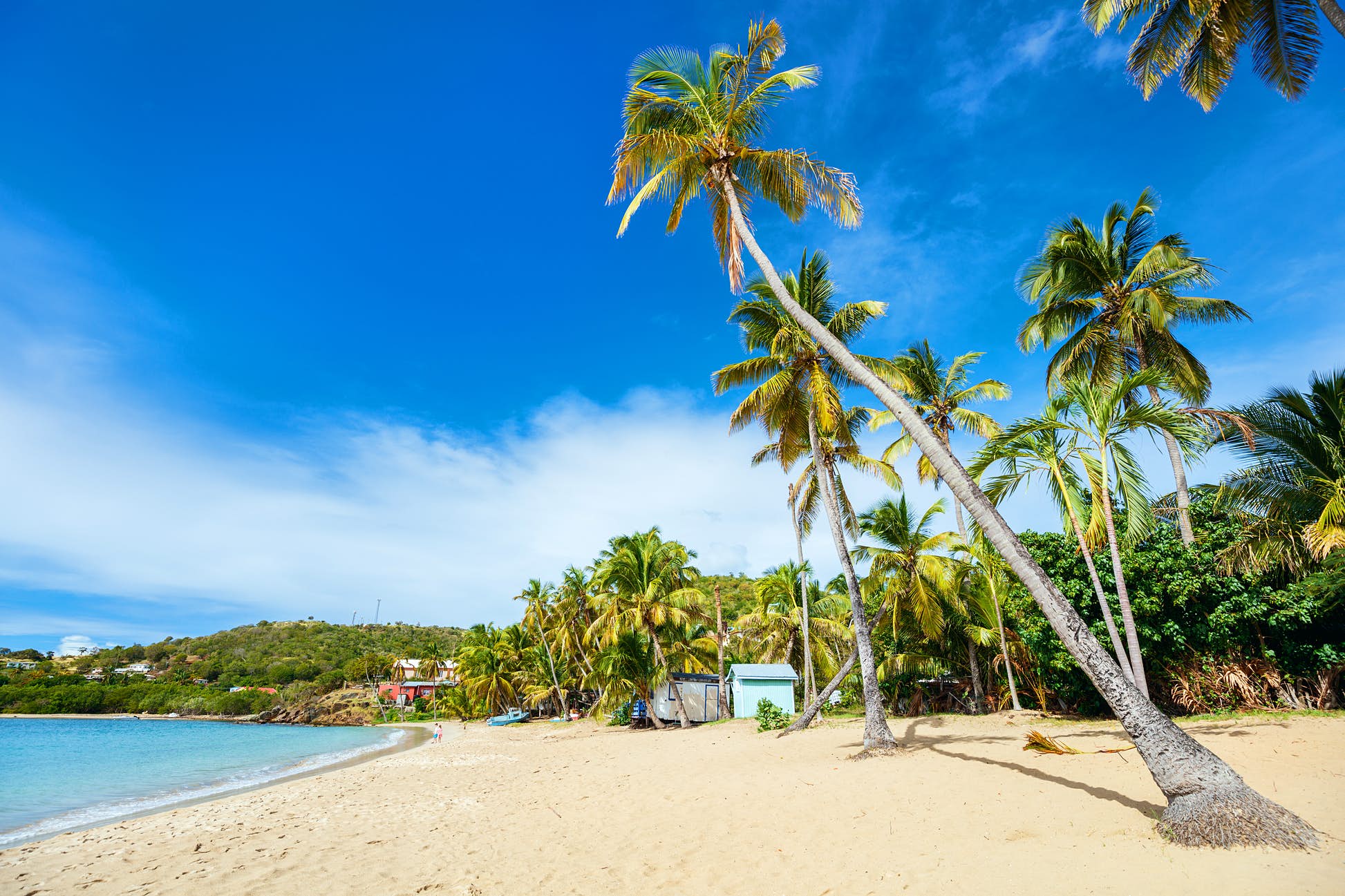 Idyllic tropical Carlisle Bay Beach with white sand, turquoise ocean water and blue sky on the island of Antigua is stunning © BlueOrange Studio / Shutterstock
