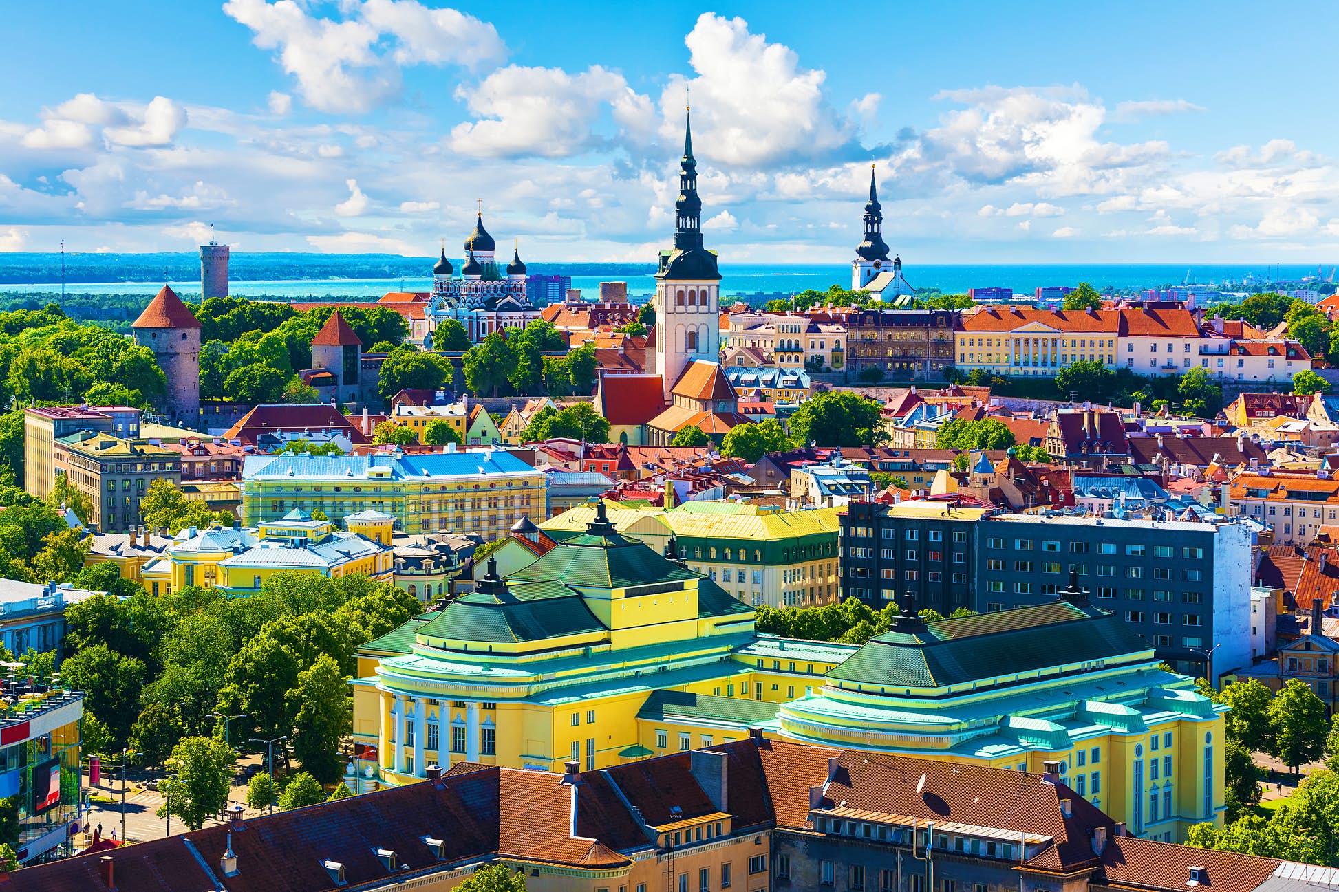 Scenic summer aerial view of the Old Town architecture in Tallinn, Estonia ©Scanrail1/Shutterstock